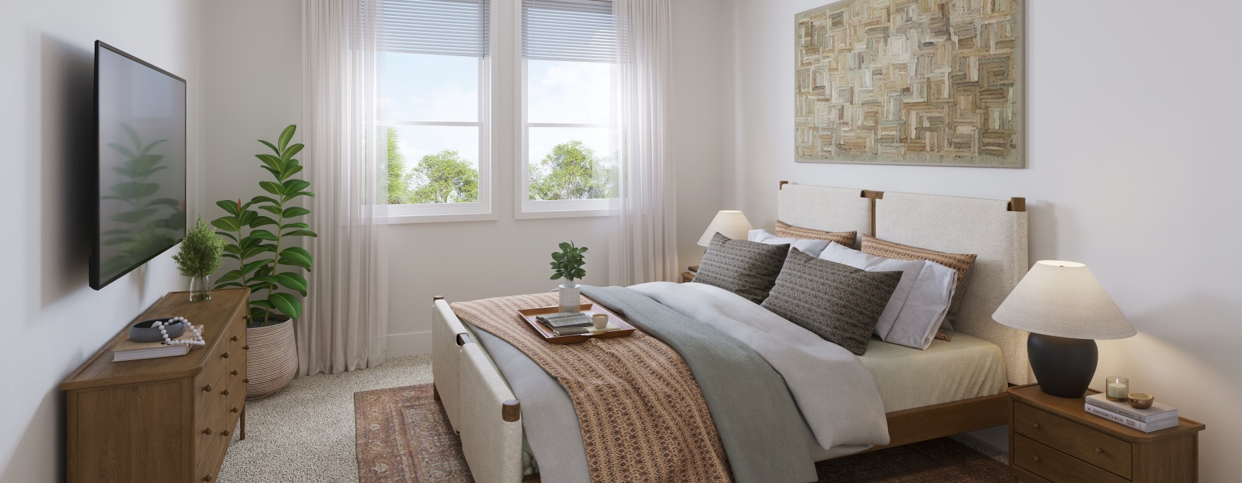 Bedroom with furniture and natural light
